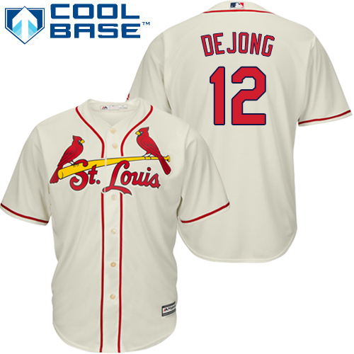 Cardinals #12 Paul DeJong Cream New Cool Base Stitched MLB Jersey - Click Image to Close